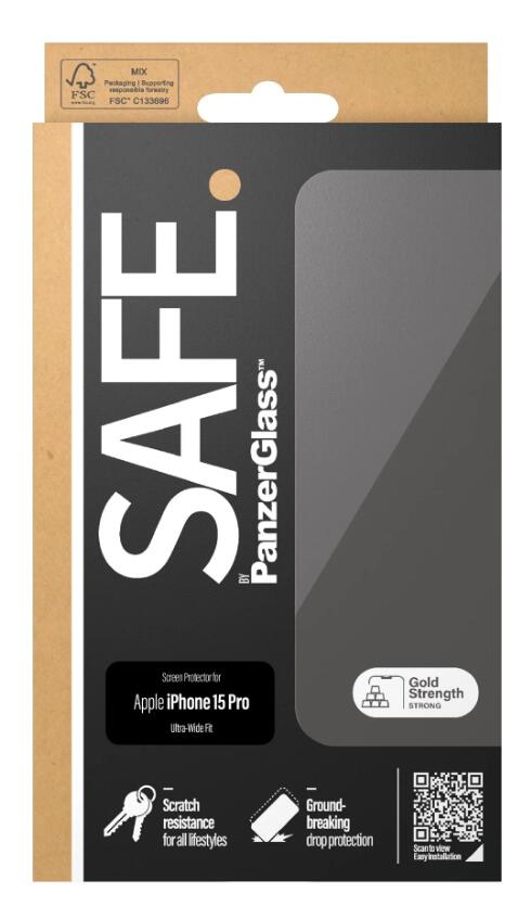 SAFE. by PanzerGlass™ Displayschutz für das Apple iPhone 15 Pro - Ultra-Wide Fit SAFE. by PanzerGlass™ Displayschutz für das Apple iPhone 15 Pro - Ultra-Wide Fit